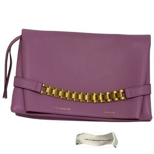 Victoria Beckham Chain Pouch Bag in Rare Lilac Leather Gold Chain